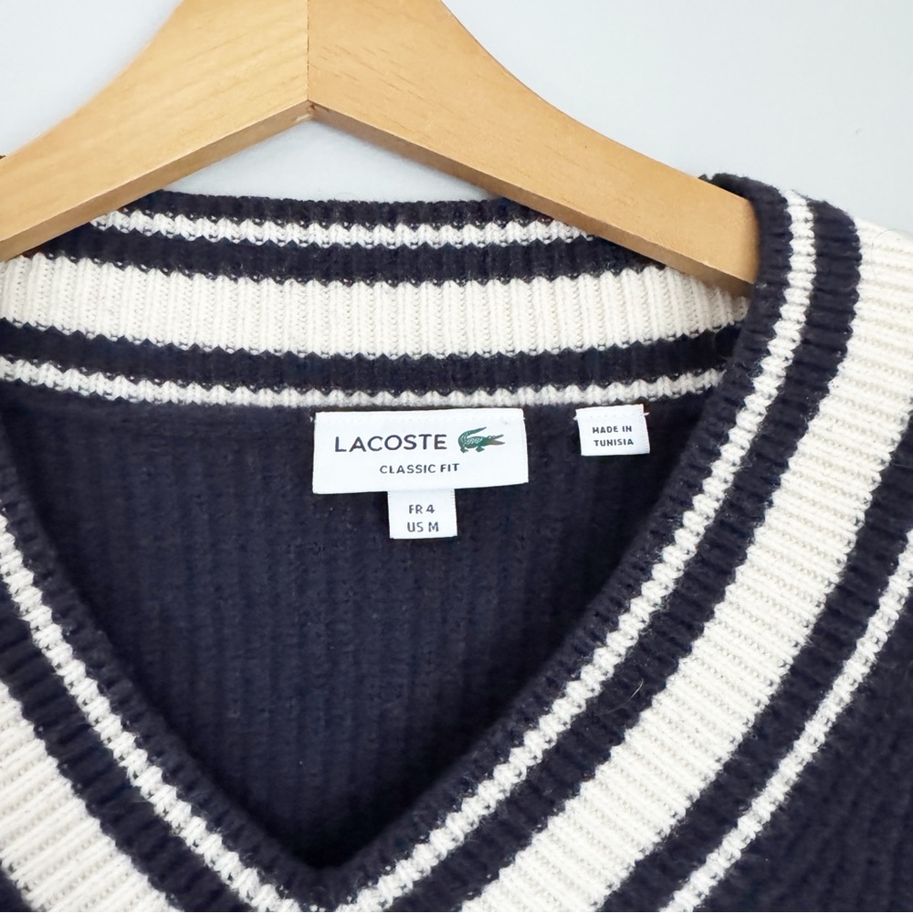 Lacoste Dark Blue V-Neck Comic Patch Sweater - image 3
